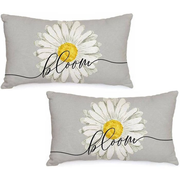 Catzon 2 Pcs Summer Lumbar Pillow Covers Linen Pillowcase for Home Decor-Set 49