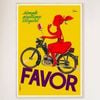 Galrie Charming Favor Lipstick Girl on Bicycle Vintage Poster for Home Décor Art Work, Wood Frame, A3 30 x 42cm (12 x 16inch)