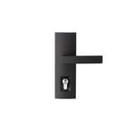 Delf Trade Matt Black Linear Secure Double Cylinder Entrance Lever Set