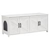 VEVOR  Cat Litter Box White with Enclosure Wooden Litter Box Furniture Hidden 2 Rooms