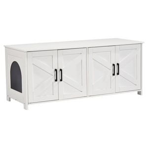 VEVOR  Cat Litter Box White with Enclosure Wooden Litter Box Furniture Hidden 2 Rooms