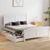 Oikiture Wooden Bed Frame Double Size with Trundle Drawers White