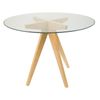 SK Designer Living | Replica Jean Prouve Inspired Round Glass Dining Table | 100cm - Natural