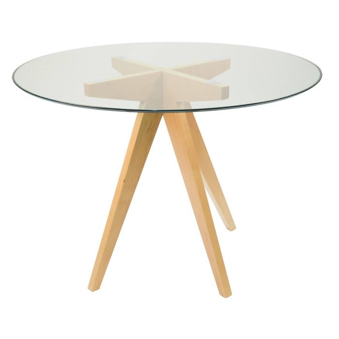 SK Designer Living | Replica Jean Prouve Inspired Round Glass Dining Table | 100cm - Natural