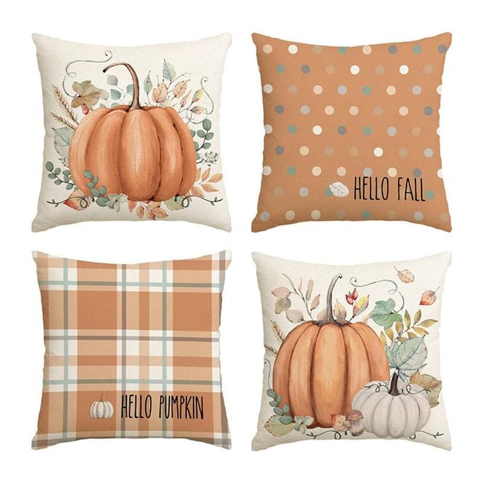 Catzon 4 Pcs Linen Throw Pillow Covers Autumn for Home