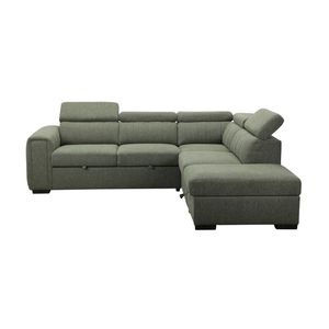 Olia 2 Seater Fabric Modular Corner Pull Out Sofa Bed Storage Ottoman Green