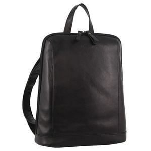 Ladies Nappa Leather  Twin Zip Backpack w/ Zipped Pocket Black