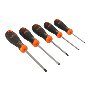 Bahco 5 Piece Fit Slotted / Phillips Screwdriver Set With Rubber Grip