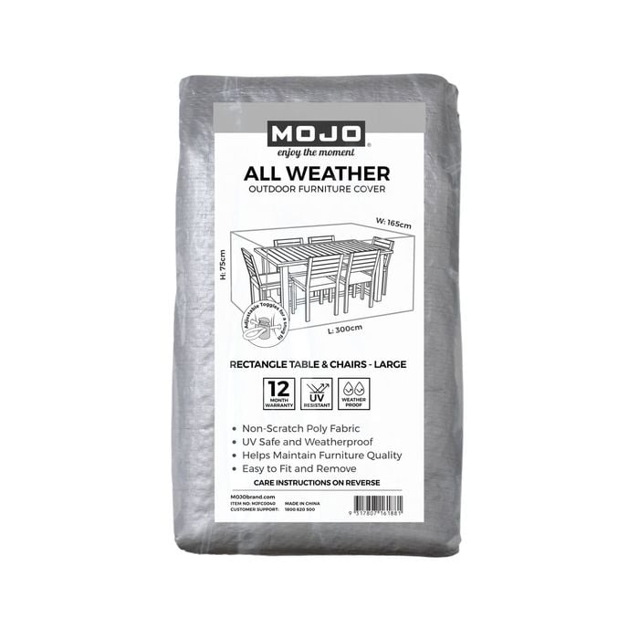 Mojo Large All Weather Rectangle Table And Chairs Outdoor Furniture Cover