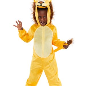 Ferocious Lion Kids Yellow Animal Onesie Costume - 8-10