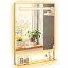 Costway 80x60cm Led Bathroom Mirror W/shelf Wall Decor Vanity