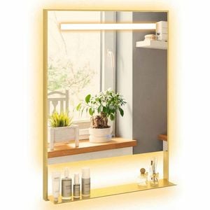 Costway 80x60cm Led Bathroom Mirror W/shelf Wall Decor Vanity
