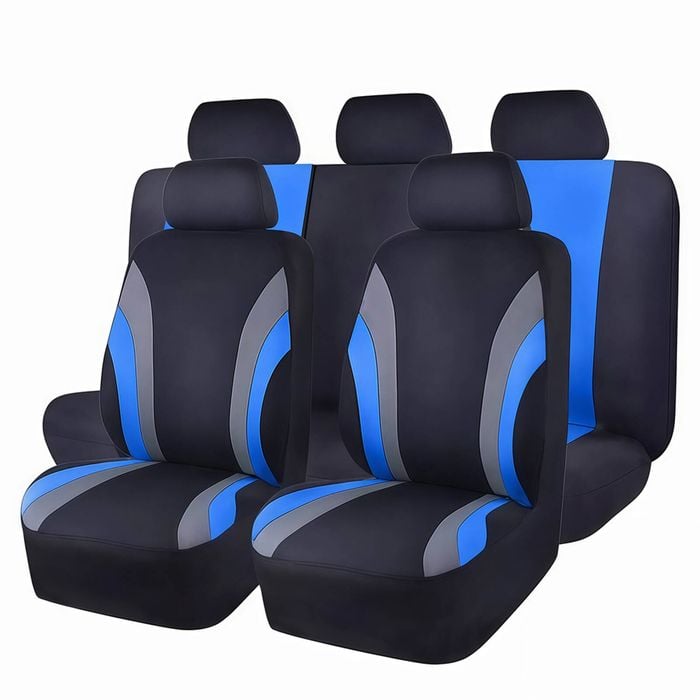 Catzon Car Seat Covers Full Set Vehicle Front And Rear Seat Protectors For Suvs Trucks-blue