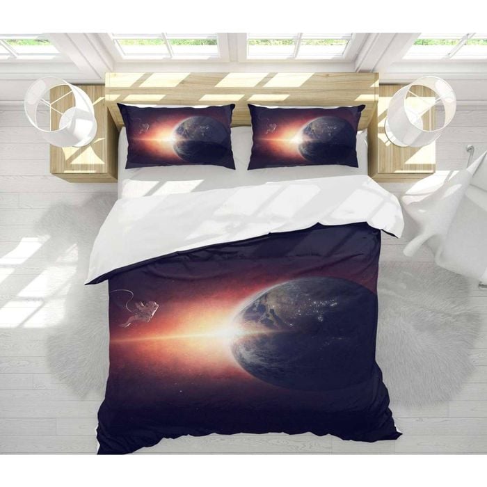 3D Earth Astronaut 30 Bed Pillowcases Quilt King Single Size