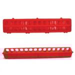 50cm Long Poultry Feeder Chicken Feeding Trough Red Plastic Flip Top Container