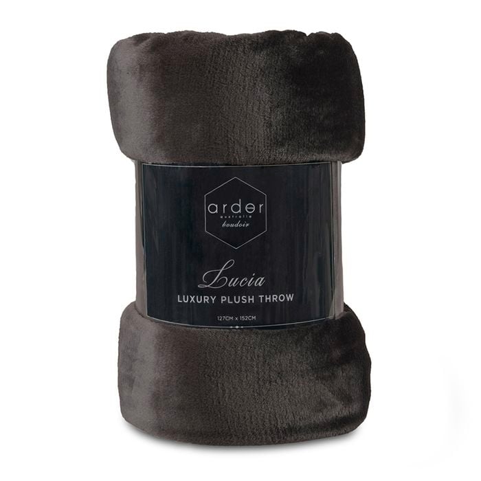 Ardor Boudoir Lucia Luxury 127 x 152cm Charcoal Plush Velvet Throw