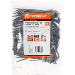 Crescent 150 x 3.6mm Black Cable Ties - 500 Pack