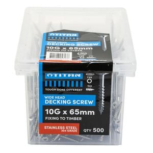 Titan 10G x 65mm Wide Head Decking Screw 304 Stainless Steel - 500 Pack