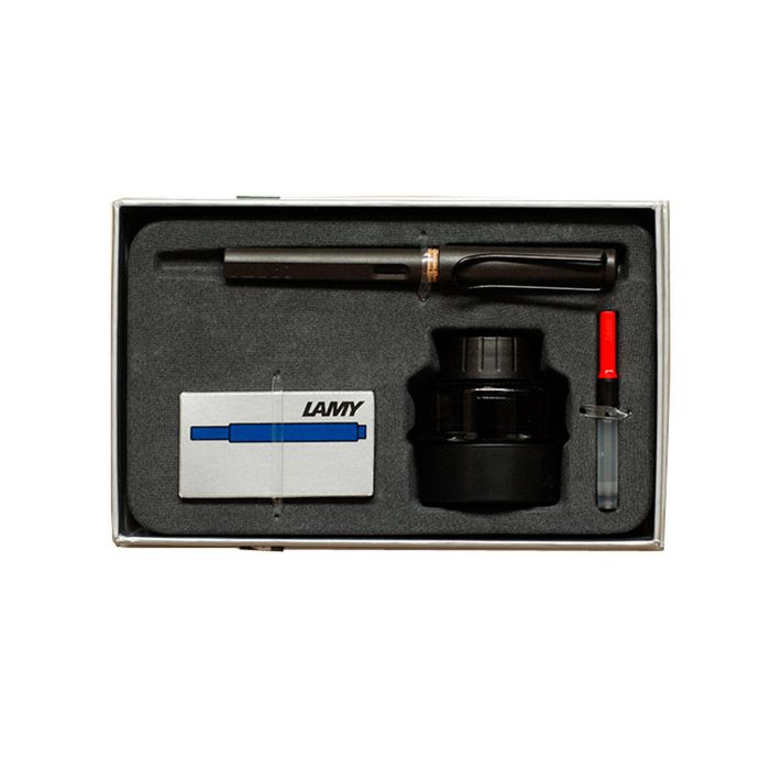 Lamy Safari 20cm Fountain Pen Gift Pack W/ Ink Refill/bottle/converter M Black