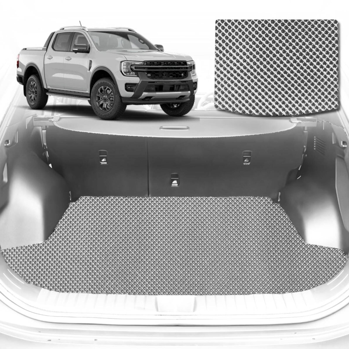 6D Diamond Car Boot Mat for All-new Ford Ranger 2022-Current-Cargo Mat ...