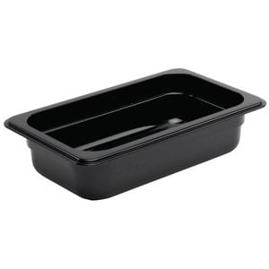 Vogue Gastronorm Food Pan Polycarbonate Black Gn 1/4 65mm Commercial Kitchen Storage