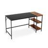 Costway 140cm Computer Desk Modern Office Workstation w/2-tier Open Shelf & Footrest Bar Study Table Home Office Black