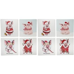 2x 4pc LVD Coasters Xmas Piggies Decorative Barware/Serveware Home Kitchen Decor