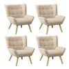 Oikiture 4x Armchair Fabric Beige