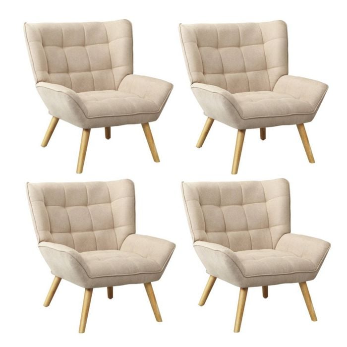 Oikiture 4x Armchair Fabric Beige