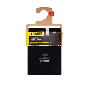 Tradie Men's Black Interlock Base Layer Long Sleeve Thermal - 1 Pack - Size Medium