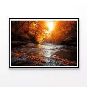 Orange autumn on The River  Print 100% Australian Made 120x90cm  (Poster)