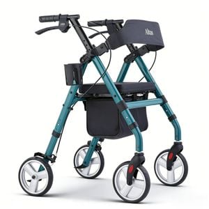 Altus Premium Comfort Rollator Walker with Seat Soft-Ride Wheels - Deep Teal