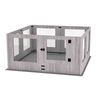 BingoPaw 8 Panels Tempered Glass Puppy Whelping Box with Anti-Squeeze Rails Compact Indoor Pet Playpen 120x118.6x60cm