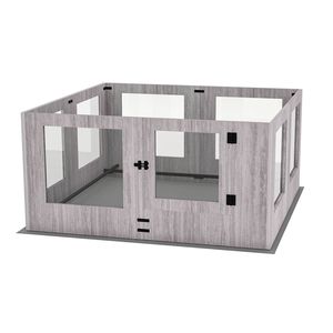 BingoPaw 8 Panels Tempered Glass Puppy Whelping Box with Anti-Squeeze Rails Compact Indoor Pet Playpen 120x118.6x60cm