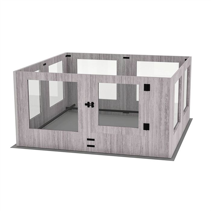 BingoPaw 8 Panels Tempered Glass Puppy Whelping Box with Anti-Squeeze Rails Compact Indoor Pet Playpen 120x118.6x60cm