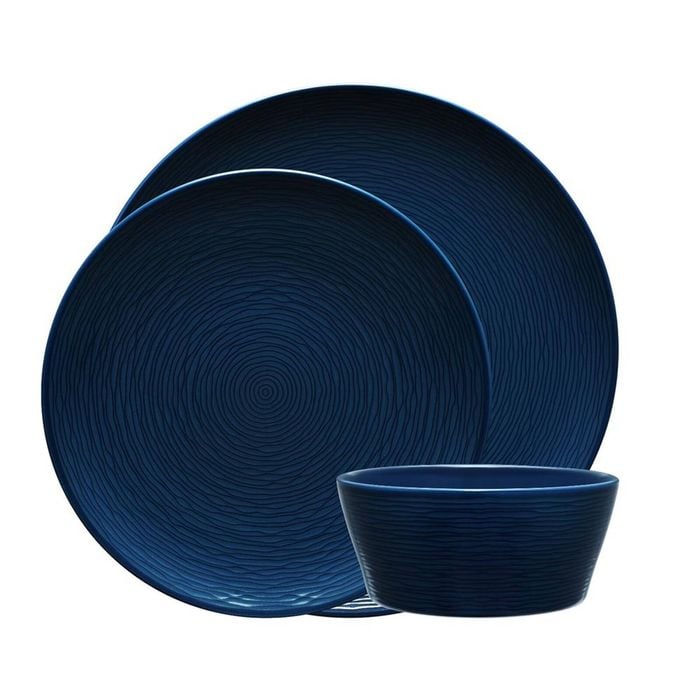 Noritake Navy On Navy Swirl 12 Piece Dinner Setting For 4