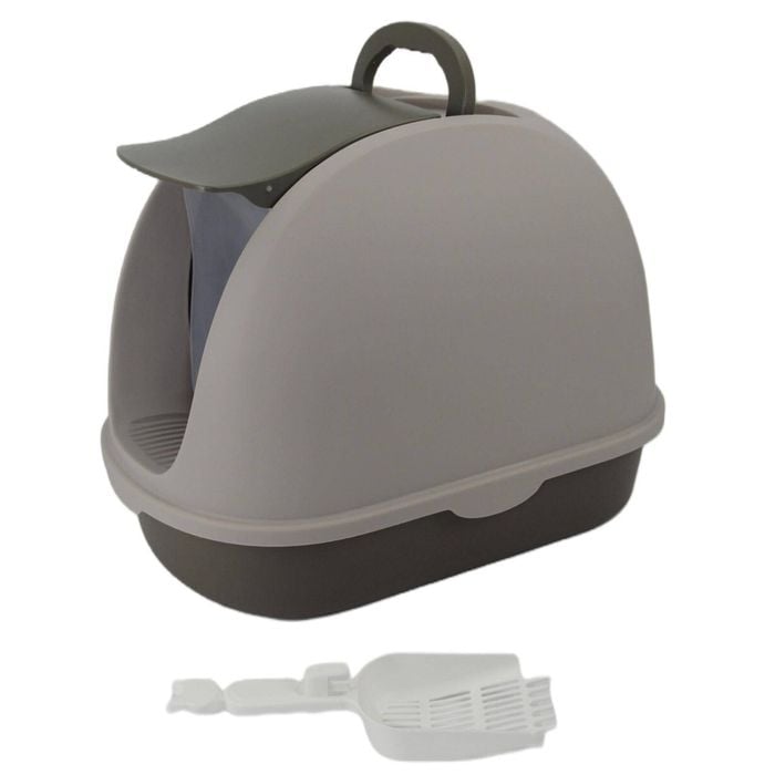 Yes4pets Cat Toilet Litter Box  Portable Hooded Tray House With Scoop And  Handle Brown