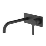 Greens Black Matte Penny Wall Basin Mixer With Faceplate - Suits Main Pressure Only - Matte Black