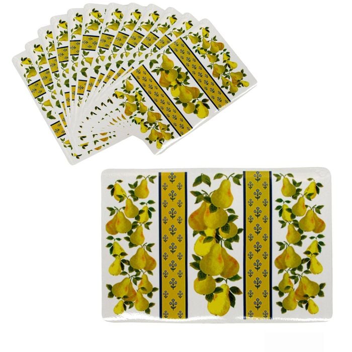 Set of 12 PVC Easy Care Placemats - Pears 43 x 28 cm
