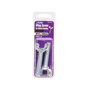 Zenith M10 x 50mm Zinc Plated Wing Screw - 2 Pack