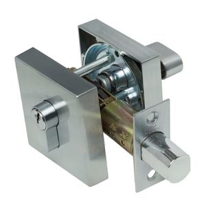Miles Nelson Satin Chrome Square Brushed Single Cylinder Deadbolt