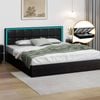 Oikiture Bed Frame RGB LED Gas Lift King Black