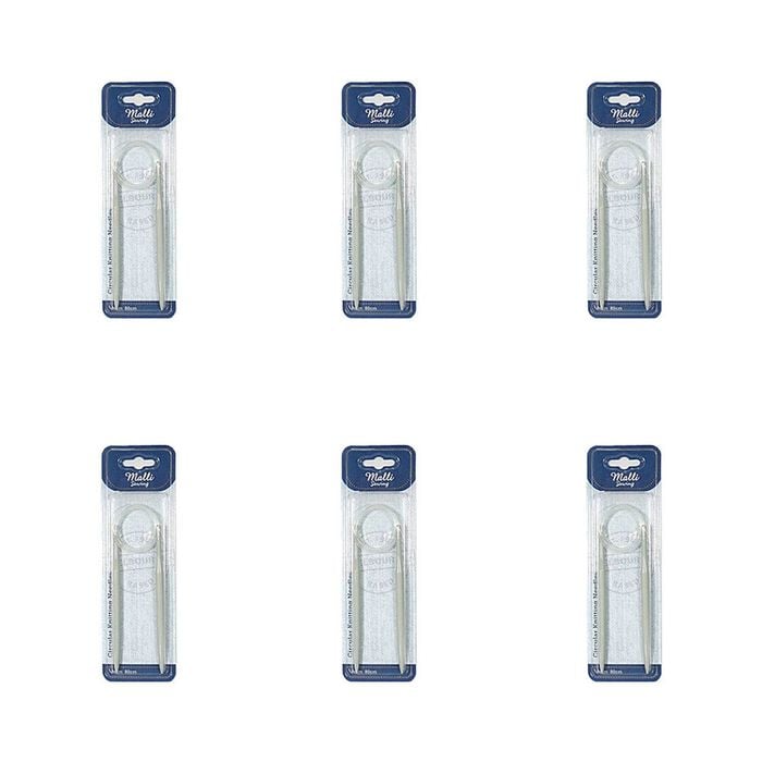6pk Malli Aluminium/plastic Circular Knitting Needles Yarn Tool 8mm Grey