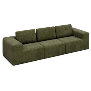 Ufurniture 3 Seater Cloud Sofa Boneless Sectional Floor Couch with Deep Seat Fluffy Comfy Modular Sofa Green