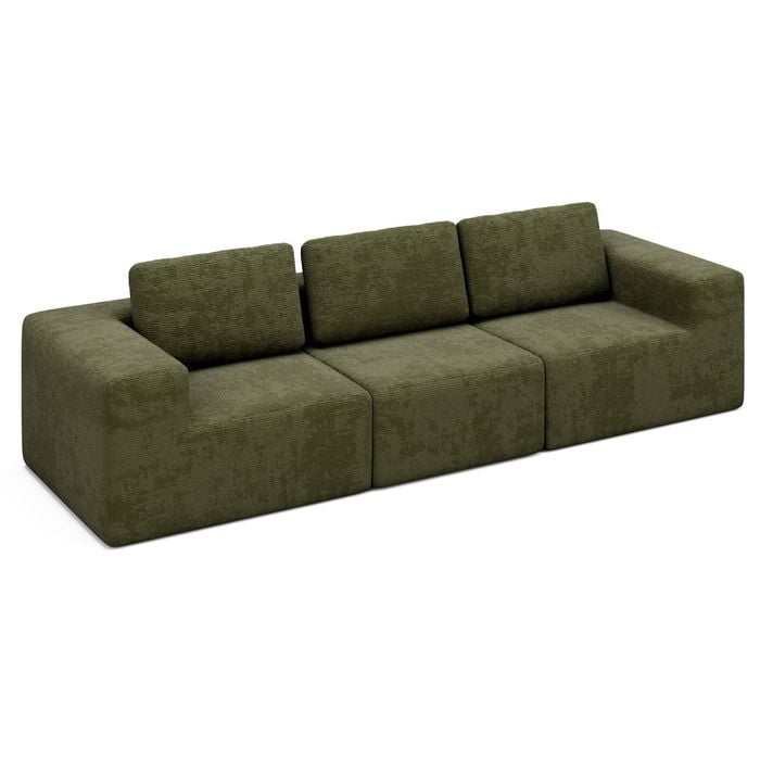 Ufurniture 3 Seater Cloud Sofa Boneless Sectional Floor Couch with Deep Seat Fluffy Comfy Modular Sofa Green