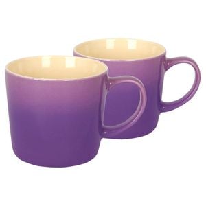 Argon Tableware 330ml Ombre Coffee Mugs - Purple - Set of 2 - Glazed New Bone China Tea Mug Vegan Friendly Stoneware Ceramic Cup