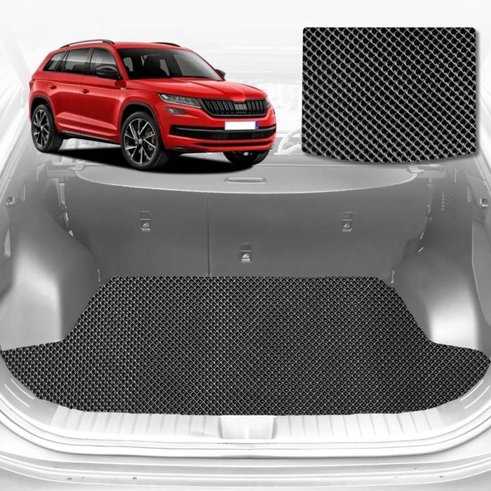 6D Diamond Car Boot Mat for Skoda Kodiaq NS2017-Current-(3rd Row seats up/7 seater)-Cargo Mat-Black-Outback GT