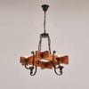 LumenSphere Chambas 4-Light Retro Wood Pendant - Black Finish, Natural Wood Accents, E14 Base
