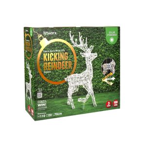 Lytworx Cool And Warm White Solar Kicking Reindeer Statue