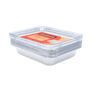 Jumbuck BBQ Foil Trays With Clear Lid - 10 Pack